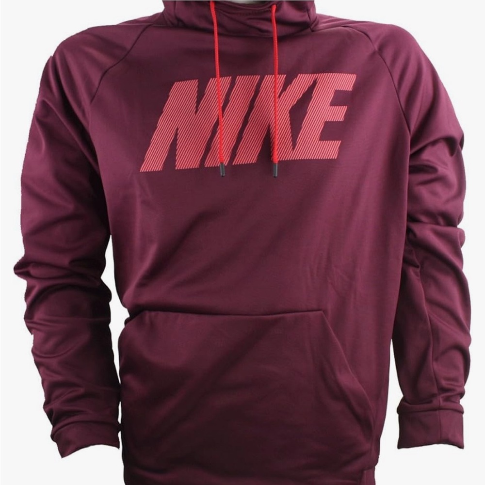 Nike Maroon Hoodie with Bright Red Accents